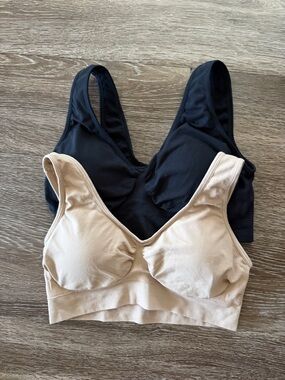 Genie Bra Everyday Comfort Wireless Bralette - Black & Nude Size L NWOT